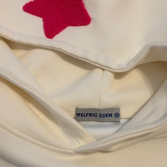 Aelfric Eden Cream Hoodie with Pink and Orange Star Design - Picture 3 of 6